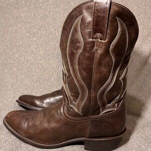 Cody James Mens Dark Brown Leather Western Cowboy Boots Flame Stitching Size 13D